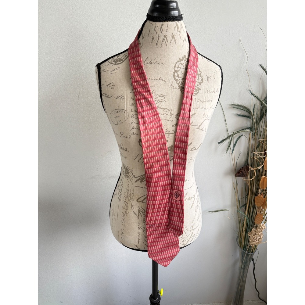 Gucci Mens Silk Tie Red Pink Nautical Oar Paddle Print Made in Italy - Picture 2 of 10
